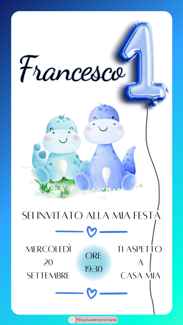 Invito primo compleanno dinosauri