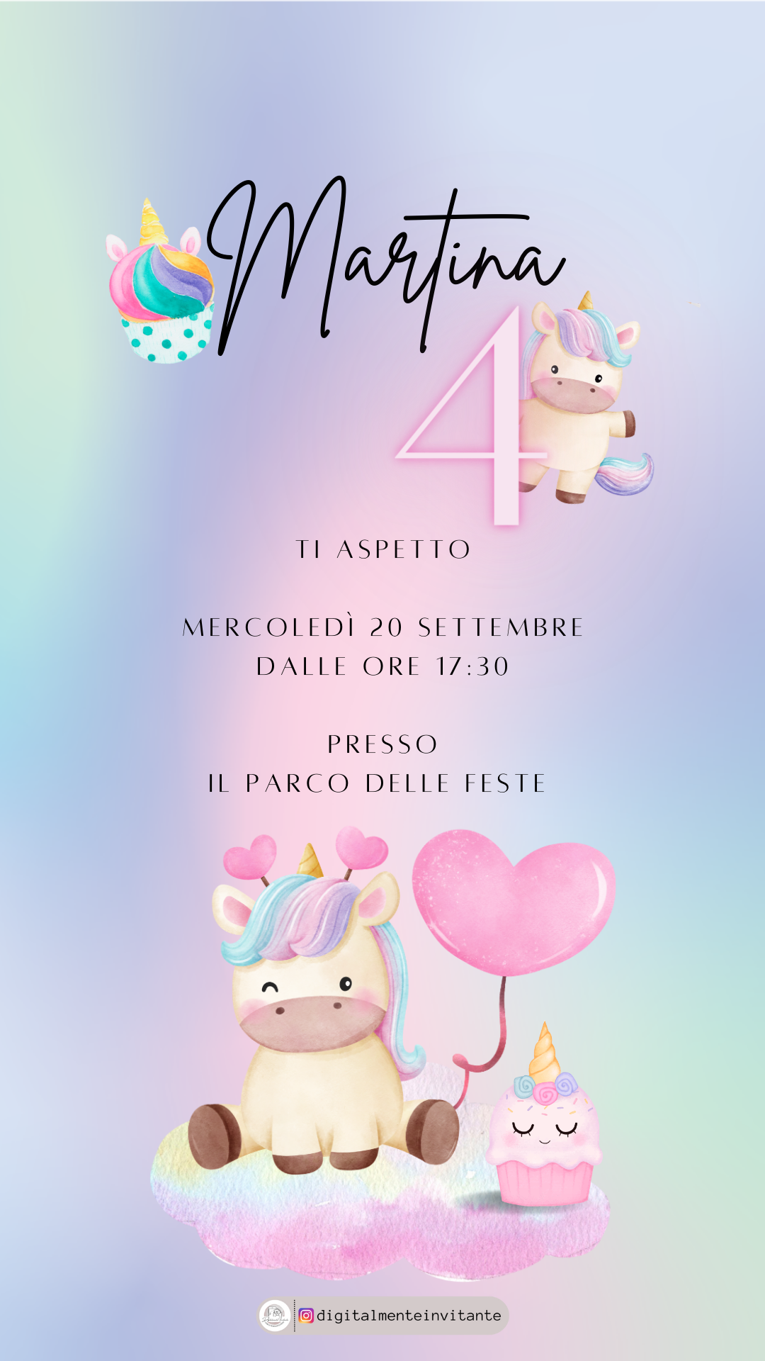 Invito compleanno bambini unicorno